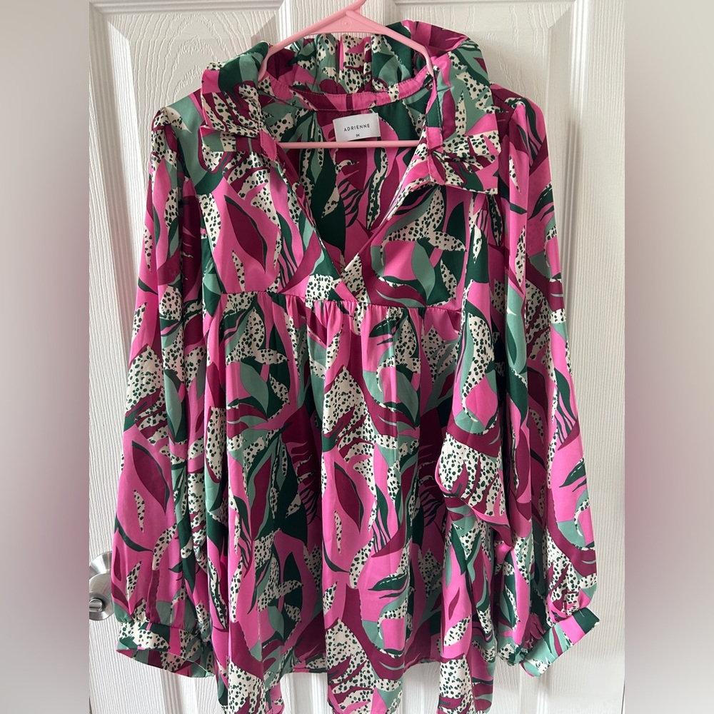 Adrienne Pink and Green Patterned Blouse